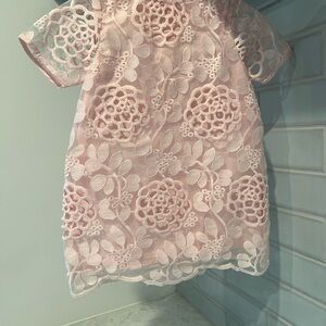 Girls' Pink Floral Lace Dress